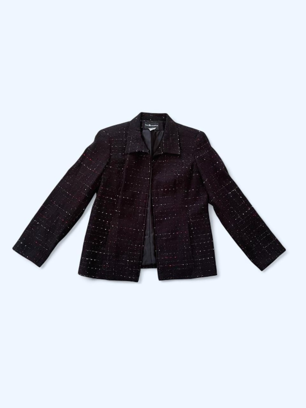 Y2K black tweed blazer with a classic collar size‎ 10 by Sag Harbor